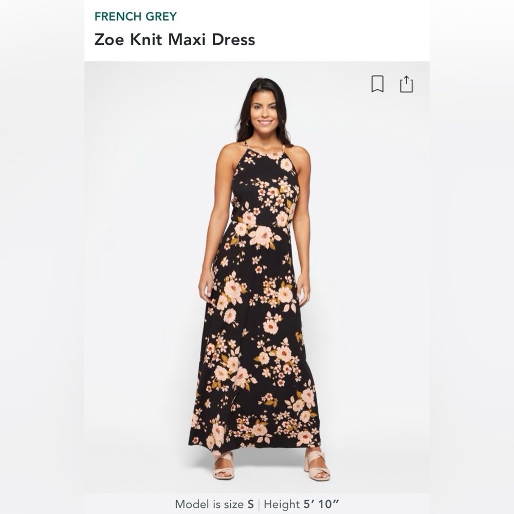 FRENCH GREY Zoe Knit Maxi Dress | Medium | Black & Florals